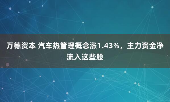 万德资本 汽车热管理概念涨1.43%，主力资金净流入这些股